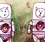 Floating Head Kitten Twin Astronaut(s)